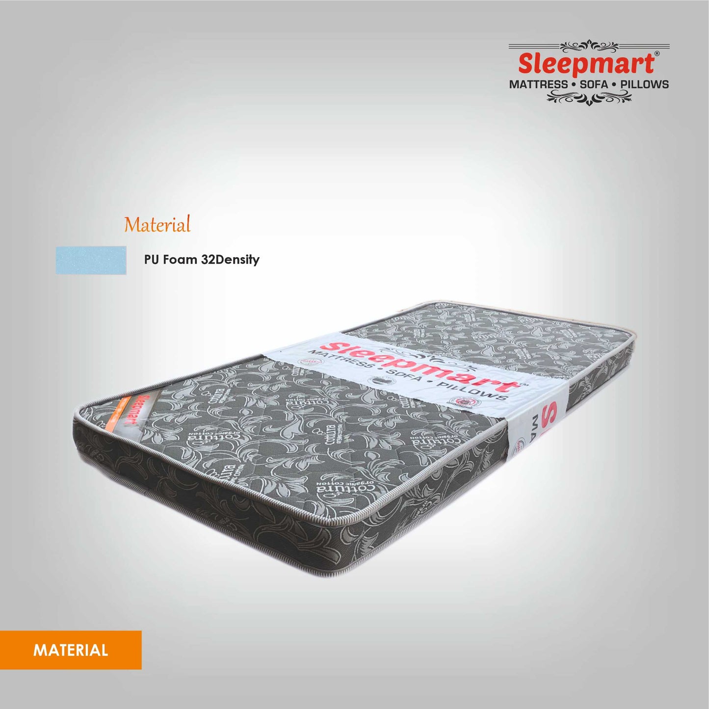 SLEEPMART ECONOMY MATTRESS, THICKNESS 4" PU FOAM+HITLON MATTRESS