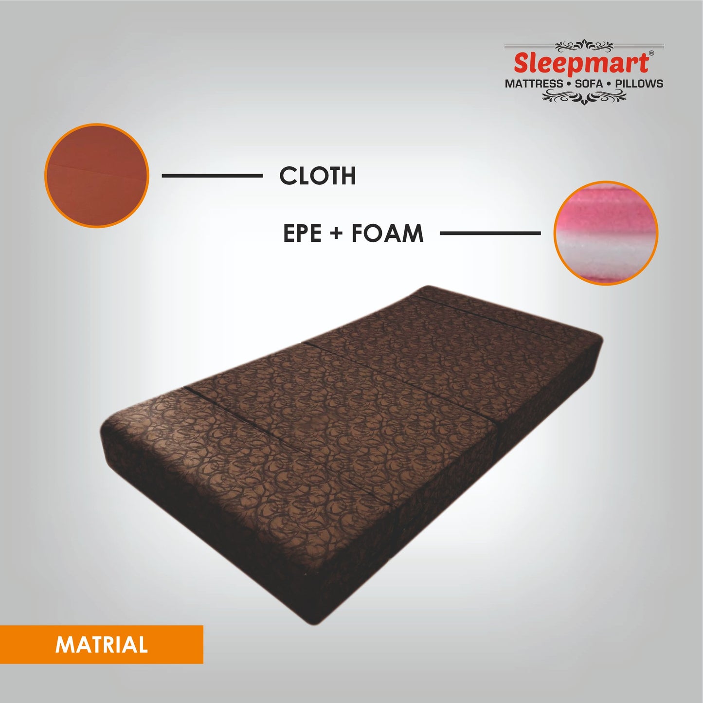 SLEEPMART SOFA CUM BED, THICKNESS 7.5" (EPE+ FOAM) (SCBA36728HF)