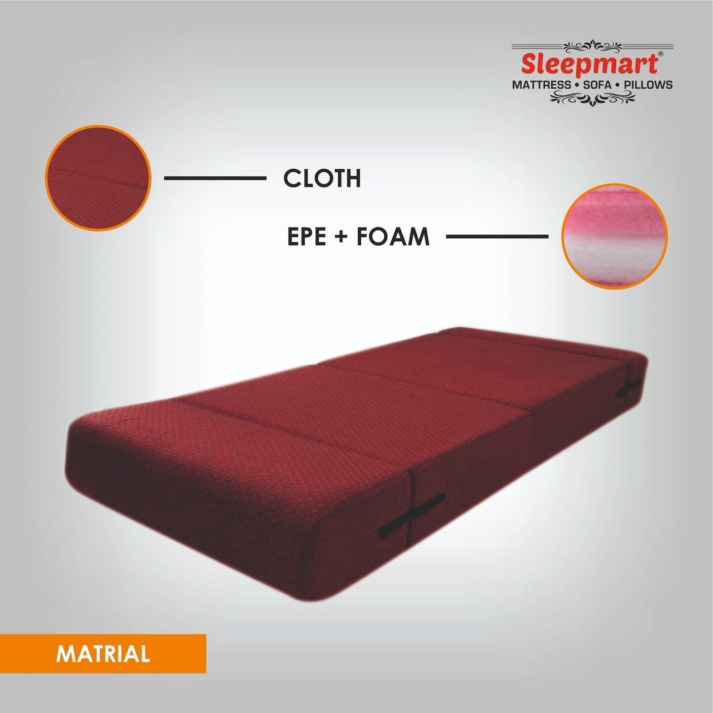 SLEEPMART SOFA CUM BED, THICKNESS 7.5" (EPE+ FOAM) SILK (SCB30728HF)