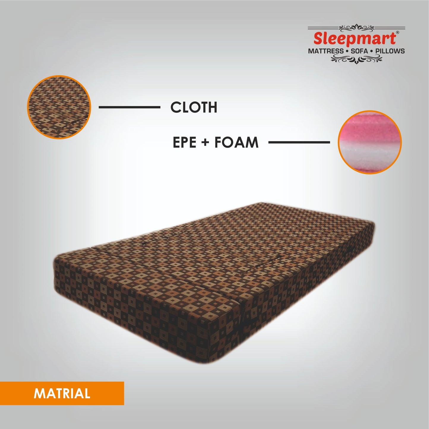 SLEEPMART SOFA CUM BED, THICKNESS 7.5" (EPE+ FOAM) CHAIR TYPE (SCBA3672HF)