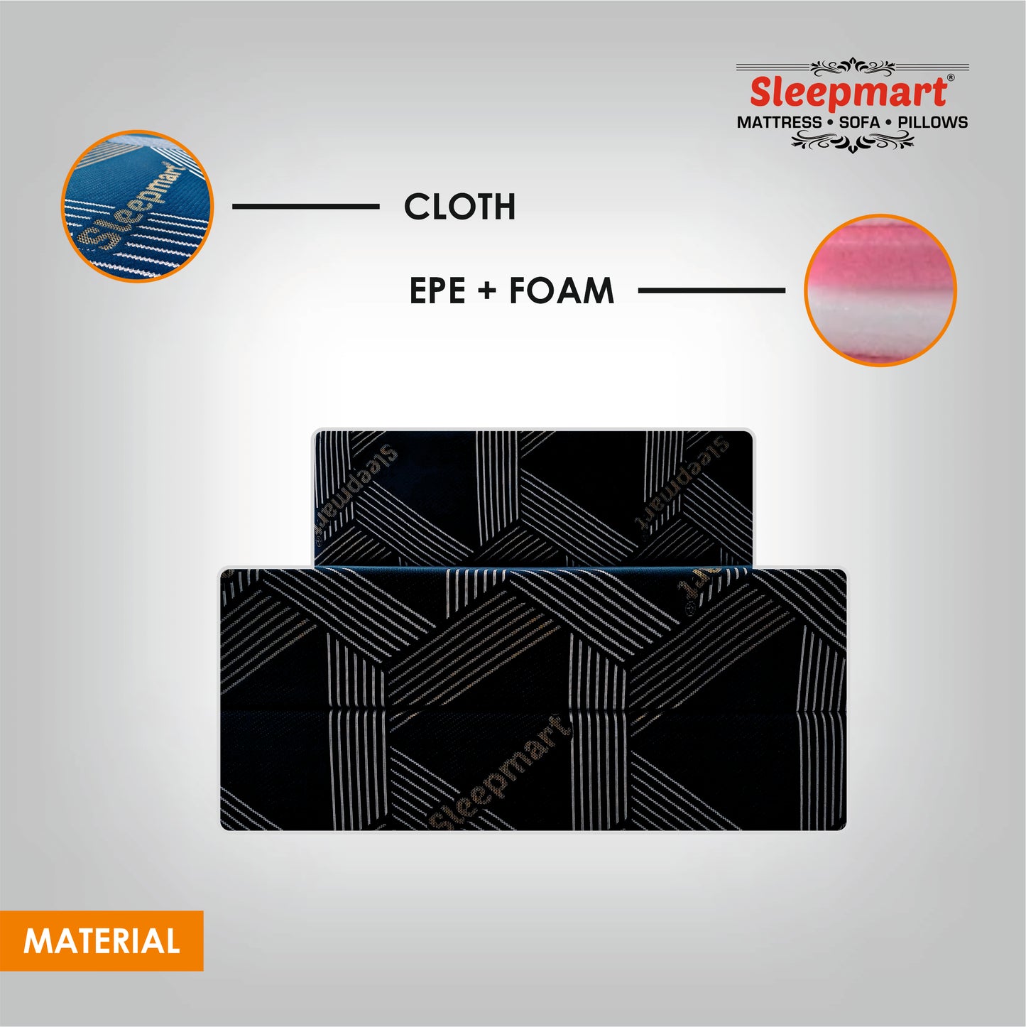 SLEEPMART SOFA CUM BED, THICKNESS 7.5"  (EPE+ FOAM) KNITTED FABRIC  SCB3672HF
