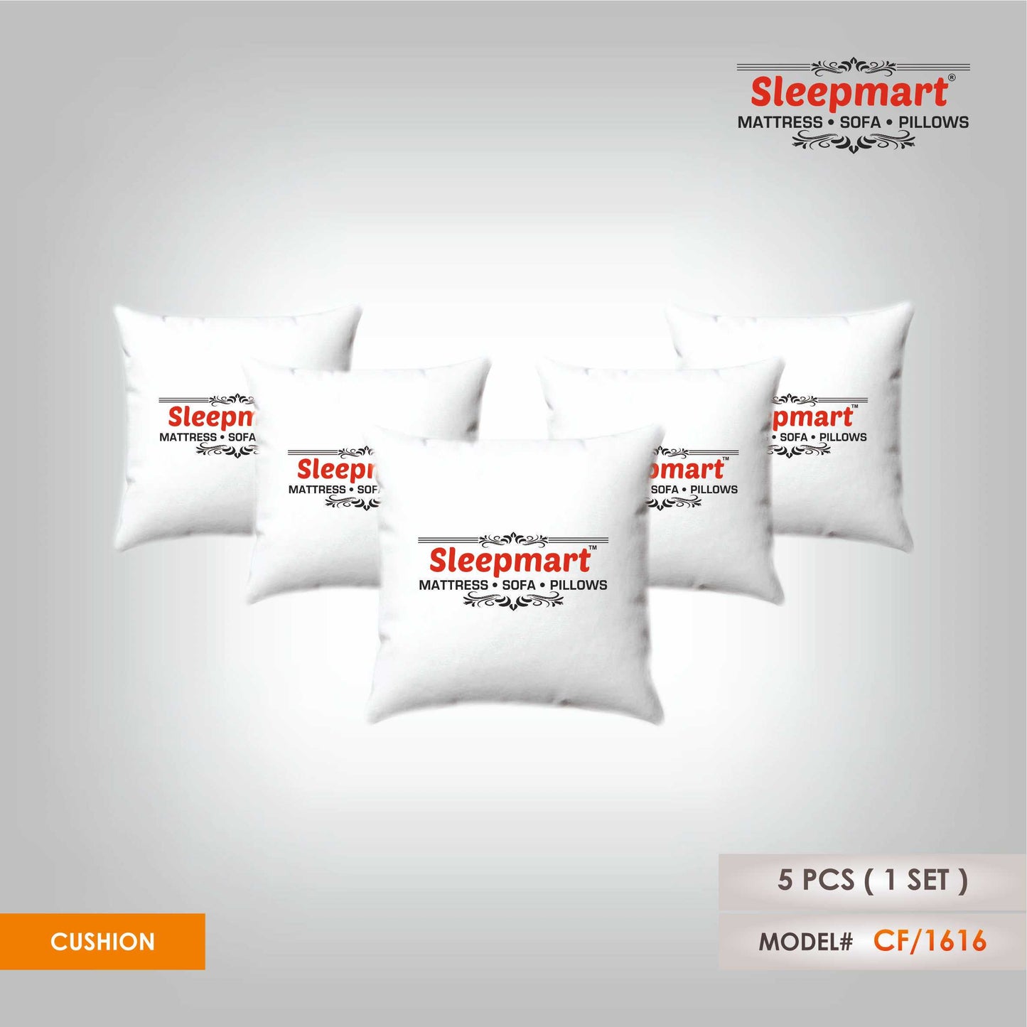 SLEEPMART  FIBRE PILLOW CUSHION SCFC1616 SET OF 5 PIECES